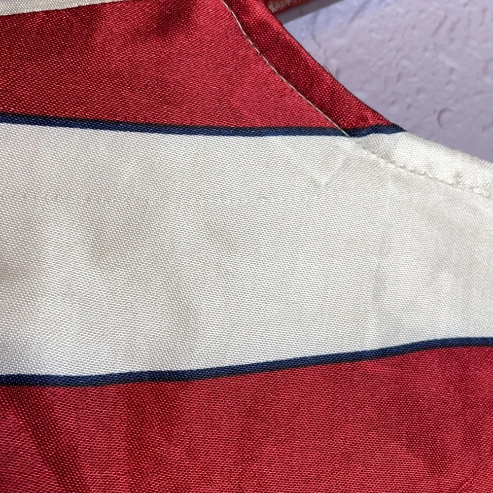 Anthropologie Red and White Striped Puff Sleeve Blouse